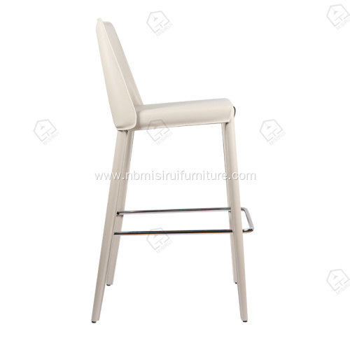 Pure white saddle leather stainless morden bar stool